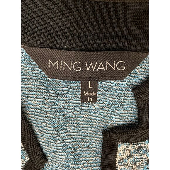 Ming Wang Women's L Blue Jacket Acrylic Suit Knit Textured Zip-Up Office Church - Picture 4 of 8